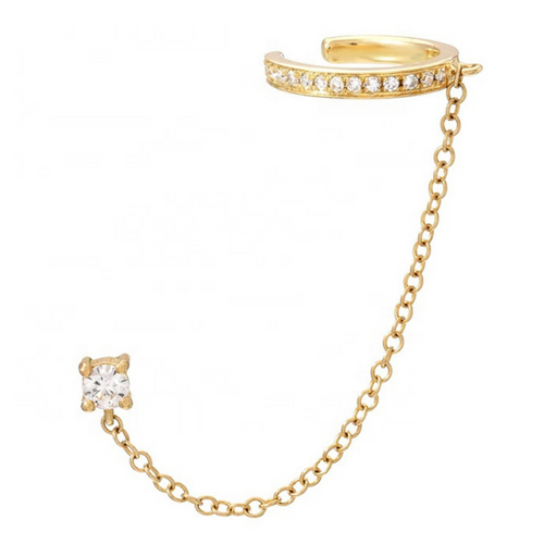 Jasmine's Dainty Diamond chain and cuff earring (Diamonds on the Cuff)